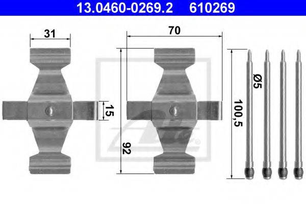 Комплектующие, колодки дискового тормоза ATE 13.0460-0269.2