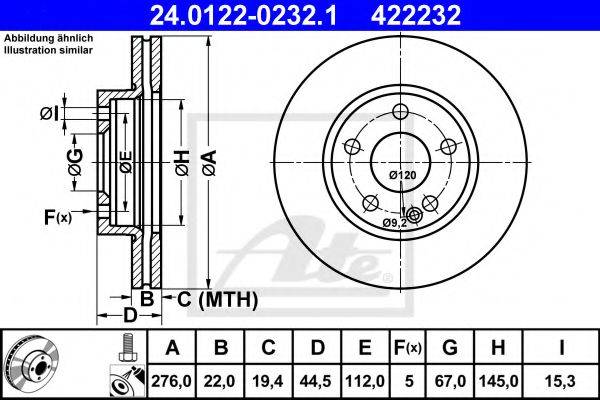 Тормозной диск ATE 24.0122-0232.1