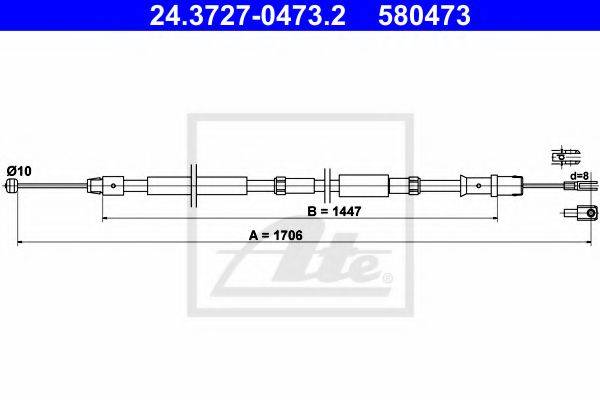 Трос, стояночная тормозная система ATE 24.3727-0473.2