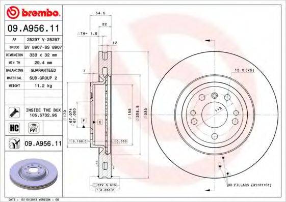 Тормозной диск BREMBO 09.A956.11