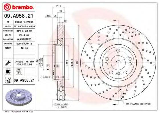 Тормозной диск BREMBO 09.A958.21