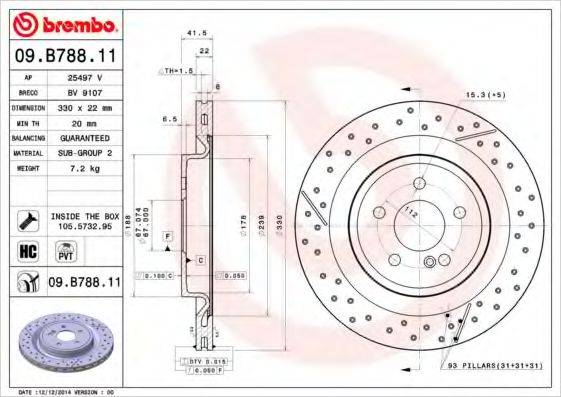 Тормозной диск BREMBO 09.B788.11